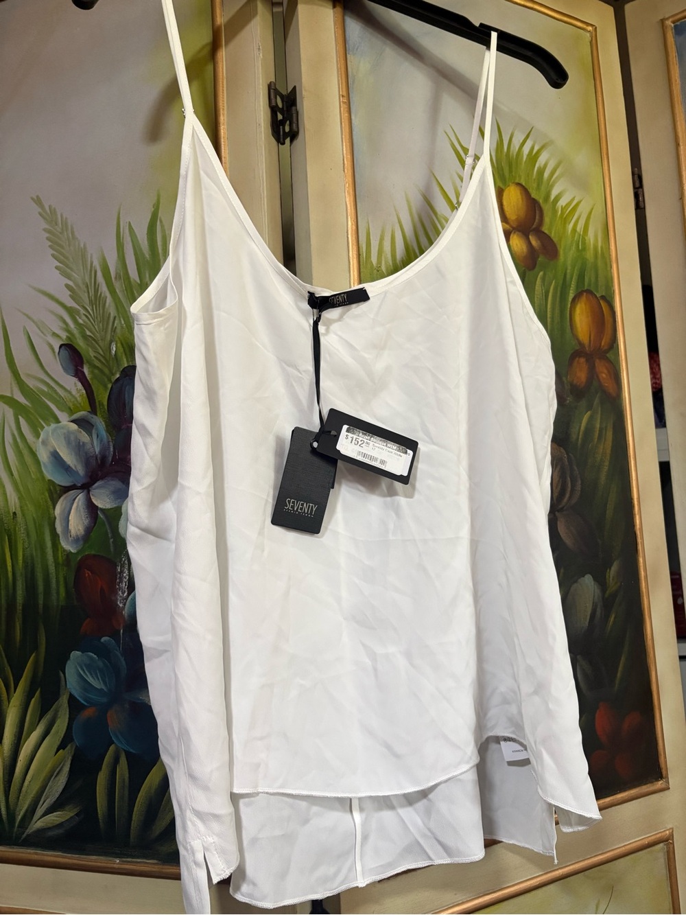 SEVENTY White Spaghetti-Strap Silk Cami